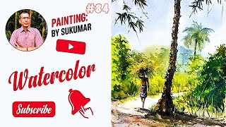 সিনারি ড্রয়িং  Watercolor Scenery Drawing Made EASY in Minutes  Watercolor Tutorial  84  Art [upl. by Lleroj]