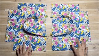 How to make a beautiful shopping bag with many pockets  Diy easy sewing bag tutorial [upl. by Atihana500]