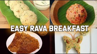 4 Easy Rava Breakfast  Sooji Recipes  Semolina Recipe [upl. by Culberson467]