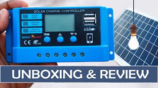 AmiciSmart  Solar Charger Controller 30A  Solar Panel LCD Display with USB Port 12V24V PWM Charge [upl. by Lebanna]