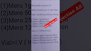 Mero Injection All Meropenem injection intravenousinjection shortsvideo viralvideo medicine [upl. by Akirret837]