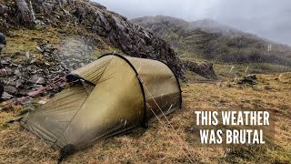 Solo Camping in the Mountains with Brutal Rain and Winds  Hilleberg Nammatj 2 in Storm Conditions [upl. by Pinkham34]