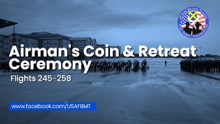 USAF BMT Airmans Coin and Retreat Ceremony Flights 245258  March 27 2024 [upl. by Hgiel660]