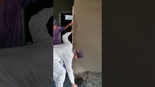 Corner plaster work construction shorts plasterwork satisfying [upl. by Kere229]