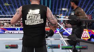 Summerslam Handicap Match on WWE 2K24 Roman Reigns vs Kevin Owens Jey Uso and Sami Zayn [upl. by Nyleikcaj]