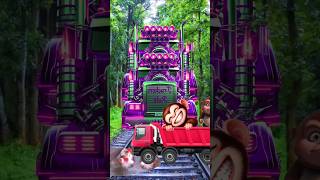 Funny 4 trucker coming towards brown panda amp with 5 monkeys [upl. by Ellehcit714]