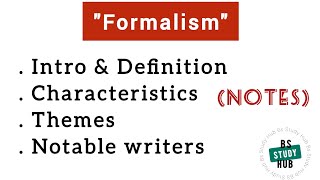 Formalism in English Literature Formalism Notes [upl. by Yur]