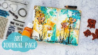 Messy Art Journal Page  Mixed Media Tutorial [upl. by Yecies]