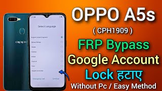 OPPO A5s CPH1909 FRP Bypass Code  Without Pc  A5s Google Account Unlock Tool  New Solution [upl. by Mulcahy]