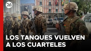 🚨 LEVANTAMIENTO MILITAR EN BOLIVIA  Los TANQUES vuelven a los CUARTELES [upl. by Lowenstein]