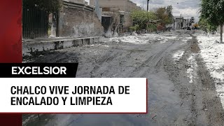 Aún con ligeras inundaciones cubren de cal calles de Chalco [upl. by Vassell756]