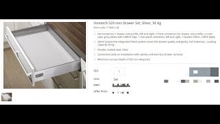 Hettich Innotech 520 mm Drawer Set Silver 30 Kg  Unboxing [upl. by Joceline]