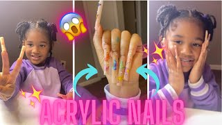 4 YEAR OLD GETS EXTRA LONG ACRYLIC NAILS [upl. by Eugaet805]