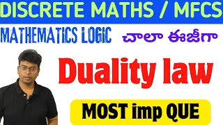 Btech discrete maths MFCS unit 1 mathematics logicDuality law dual law btech bca bca [upl. by Hareema]