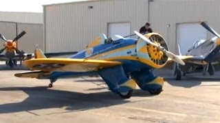 HandCranking the Inertia Starter on Restored 1934 Boeing P26 quotPeashooterquot Fighter Plane [upl. by Natiha]