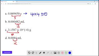 Determine the number of significant figures in each measurement a 0 049450 c b 0 000482 [upl. by Aisined]