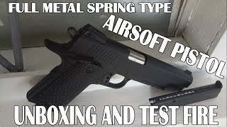 FULL METAL SPRING TYPE AIRSOFT PISTOL C10A UNBOXING AND REVIEW [upl. by Vihs716]