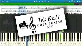 Ikk Kudi Udta Punjab  Piano Tutorial  Music Sheet  MIDI with Lyrics [upl. by Pournaras]