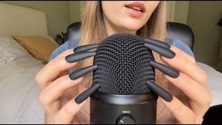 ASMR  Soft Spoken  Mic Scratching Foam and No Cover w Long Black Nails [upl. by Alehtse]