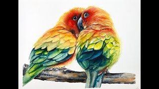 Parrots in Watercolors Painting Tutorial [upl. by Nnaitak177]