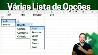 Como Fazer Lista de Opções no Excel que Muda Conforme Anterior [upl. by Sucramrej777]