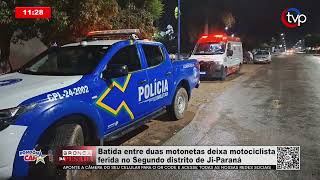 Batida entre duas motonetas deixa motociclista ferida no Segundo distrito de JiParaná [upl. by Nuli871]