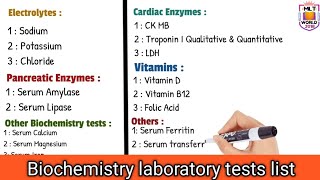 Biochemistry department laboratory tests list [upl. by Igor]