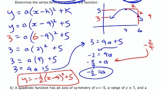 Vertex Form Equation from Info • Quadratic Functions 3d PreCalculus 11 [upl. by Rolecnahc]