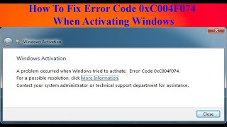 How To Fix Error Code 0xC004F074 When Activating Windows  ITTrainingsByUmarDraz [upl. by Wiatt728]