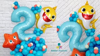 Baby Shark Balloon Party  2nd Birthday Decoration Ideas At Home  Baby Shark Balloon Tutorial [upl. by Fremont421]