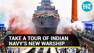 Indian Navy Gets New Warship Most Advanced INS Vindhyagiri Launched  Take A Tour [upl. by Soinski634]