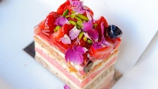 How to make WATERMELON CAKE with Rose cream Black Star Pastry [upl. by Theresita]