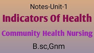 Notes Indicators Of Health Community Health NursingUnit1BscGnm [upl. by Lucine]