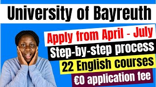 No tuition fee and No application fee How to apply for MSc at the University of Bayreuth Germany [upl. by Aileme]