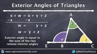 Exterior Angles Of A Triangle  Visual and Algebraic Example [upl. by Stucker]