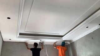 Professional Skills Installing Gypsum Boards On Bedroom Ceilings New Style Quickly And Firmly [upl. by Karab]