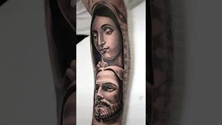 San Judas y virgencita sanjudastadeo virgencita tattoo blackandgraytattoo tatuaje [upl. by Terrab]