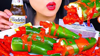 ASMR HOT CHEETOS amp DINAMITA DORITO STUFFED JALAPEÑOS TIK TOK FOOD HACKS MUKBANG 먹방 ASMR Phan [upl. by Avihs]