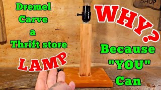 You can carve an old wood lamp with your dremel [upl. by Ezeerb]