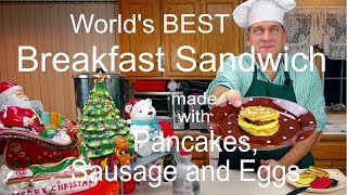 How to Make the Ultimate Pancake Egg and Sausage Breakfast Sandwiches [upl. by Eceertal]