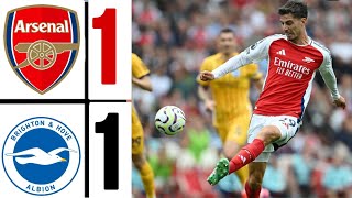 arsenal 11 brighton  HIGHLIGHTS  Premier League 202425 🚩 Rice red card 😱 [upl. by Yevi]