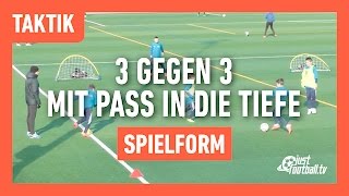 Fussballtraining 3 gegen 3 mit Pass in die Tiefe  Spielform  Taktik [upl. by Willmert524]