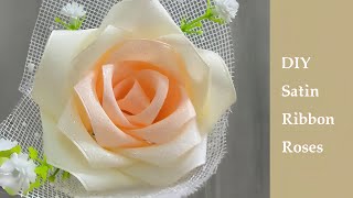 DIY Satin Ribbon Rose Flowers  how to make satin ribbon flower easy  tutorial satin ribbon flower [upl. by Asta]