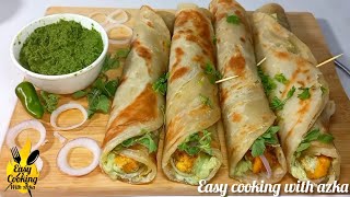 Chicken Tikka Paratha Roll Recipe With 3 Chutneys  Homemade Rolls  Quick and Easy Paratha Rolls [upl. by Shelli]