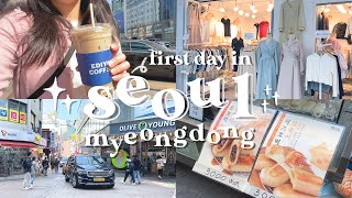 travel vlog 👜  a day in myeongdong shopping street 😊🛍️  first day in seoul korea 🇰🇷 [upl. by Llenrod177]