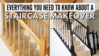 DIY STAIRCASE MAKEOVER l GEL STAIN OAK BANISTER UPDATE l GENERAL FINISHES BLACK GEL STAIN [upl. by Stavro536]