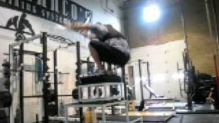 DeFrancosGymcom  Brian Cushing 50quot seated box jump wearing 20lb weight vest [upl. by Demah]