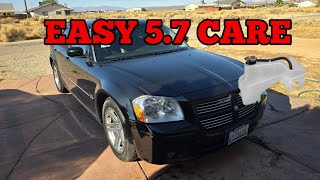 Dodge Magnum 57 coolant flush reservoir replacement and thermostat install [upl. by Wallace110]