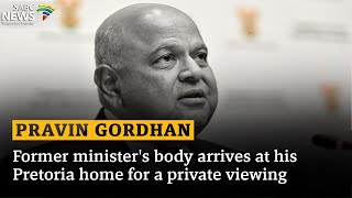 Pravin Gordhan  Former ministers body arrives at his Pretoria home for a private viewing [upl. by Laup]