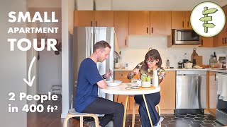 Minimalist Couple Living in a Small 400 ft² Apartment with Clever Storage Ideas – FULL TOUR [upl. by Nnylyahs724]